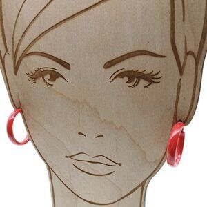Vintage Red Hoop Enamel Earrings with Clip On